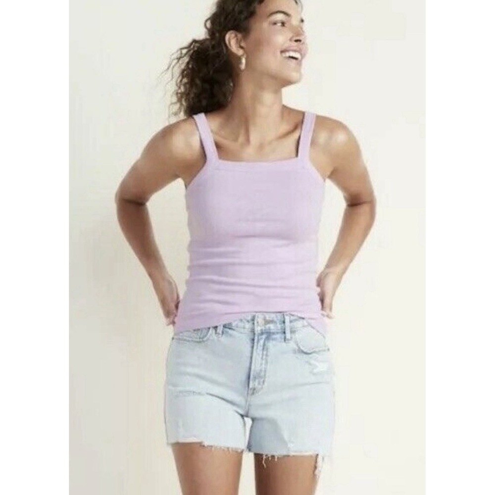 Old Navy Size Large Slim Fit Pink Ribbed Sleeveless Casual Tank Top